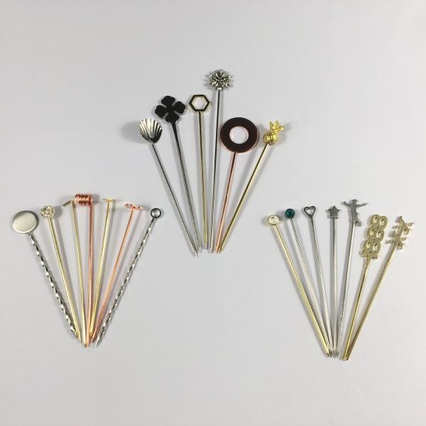 304 Stainless Steel Cocktail Pins Swizzle Stick for Reusable Small Paddles Custom Pins
