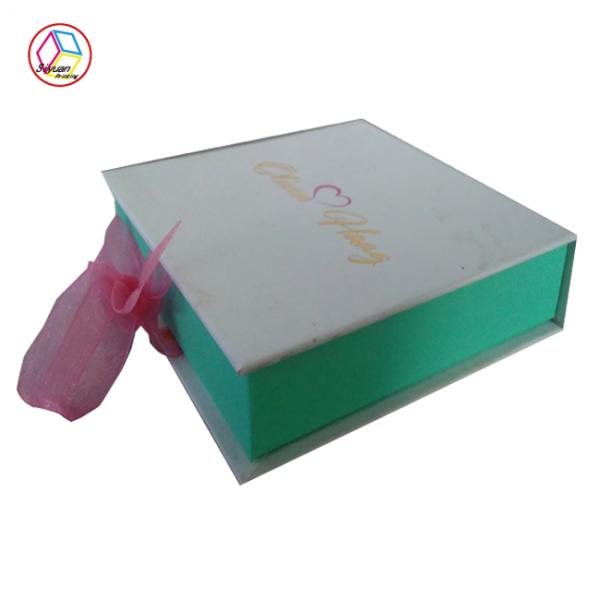 Full Color Printing Blue Fancy Paper Gift Box Foldable Matte Varnish