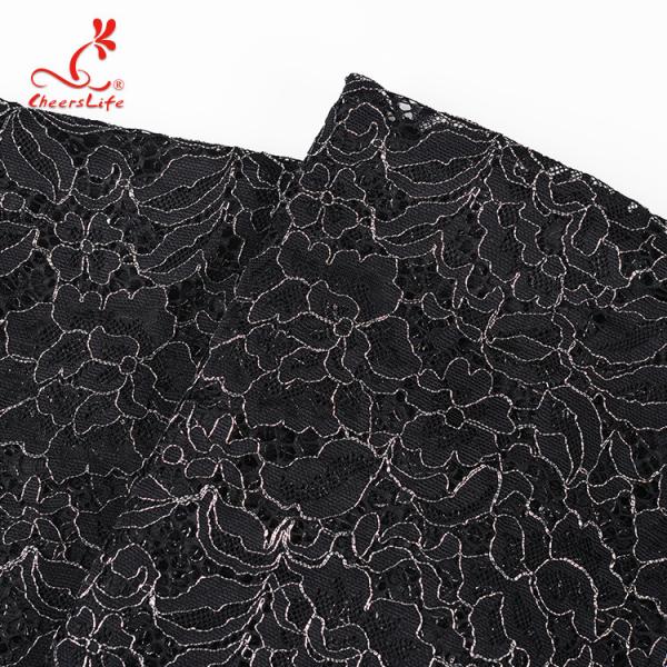 High quality black nylon lace fabric for long dress