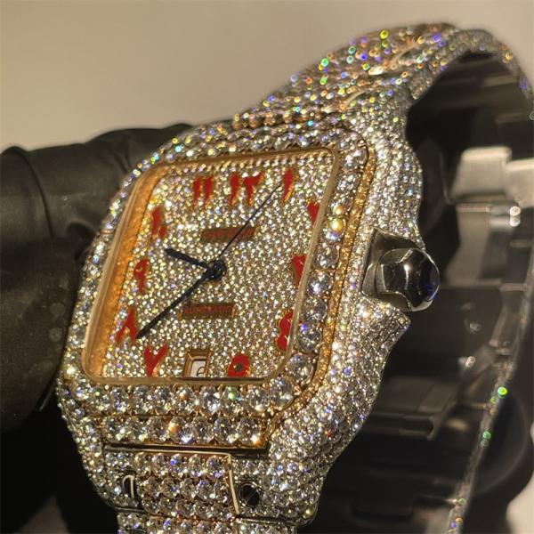 Exclusive Design  Moissanite Watch Royal Luxury Moissanite  Santos On Wrist