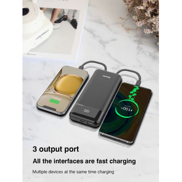 Novel 10000mAh Fast Charging with Built-in Data Cables Powerbank High Capacity Power Banks with LED Display