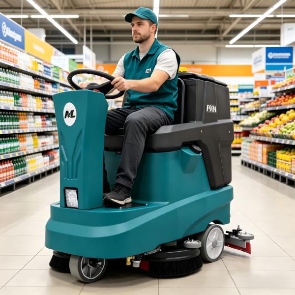 Ride On Floor Scrubber F90A Electric Floor Scrubbing Machine for Hotel Mall Restaurant Factory Retail Stores
