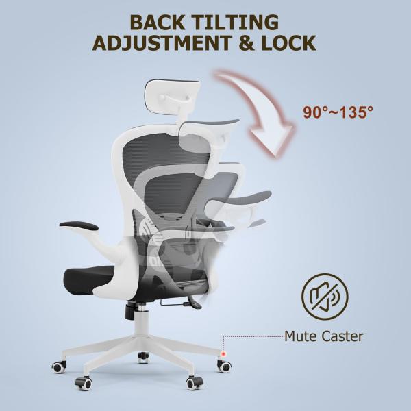 Ergonomic Home Office Desk Chair Customizable Modern Swivel Chair with Flip-up Arms