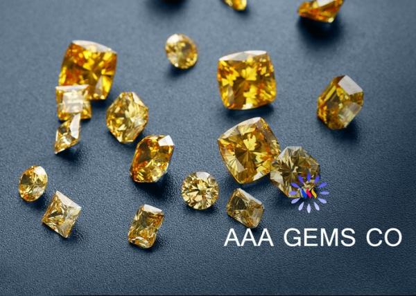 Princess Square 6mm Colored Moissanite Yellow Hardness 9.2 To 9.5