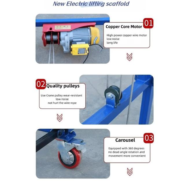 Electric Lifting Scaffolding Mobile Platform with 500kg Load Capacity and Remote Control Galvanized Finish
