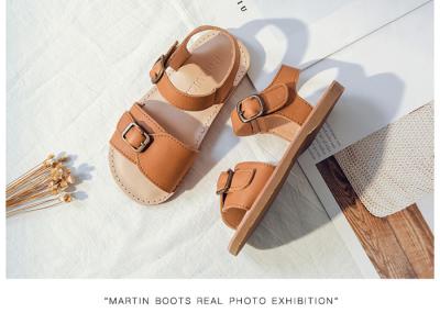 Magic Tape Cowhide Children Shoes Sandals