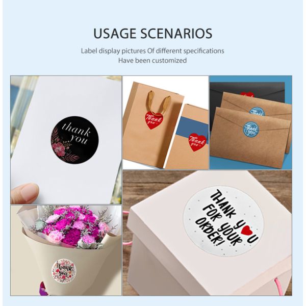 Customized Round Thank You Roll Stickers Waterproof
