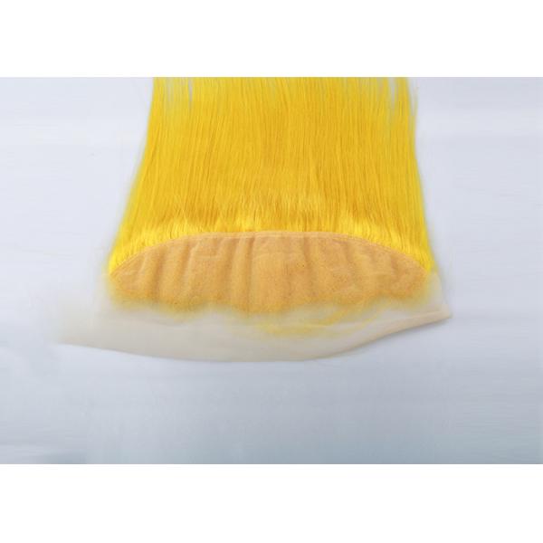 Customized Yellow Human Hair Virgin Lace Frontal Straight Durable Swiss Lace