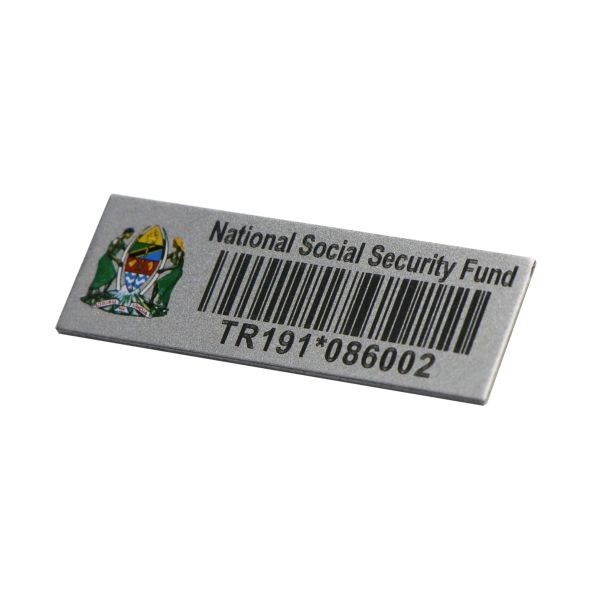 Silver Metal Asset Tag Customized Aluminium Barcode Tags Rectangular With Laser Logo