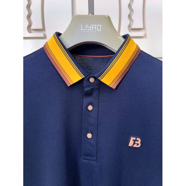 Luxury Men Long Sleeve Polo Shirts with Contrast Collar Classic Design Embroidered Logo, Multiple Colors for Business & Casual