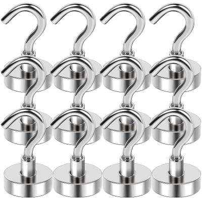 Ndfeb Grade D16 D20 D32 Strong Permanent Pot Magnetic Hook Sliver Neodymium Magnet Hook