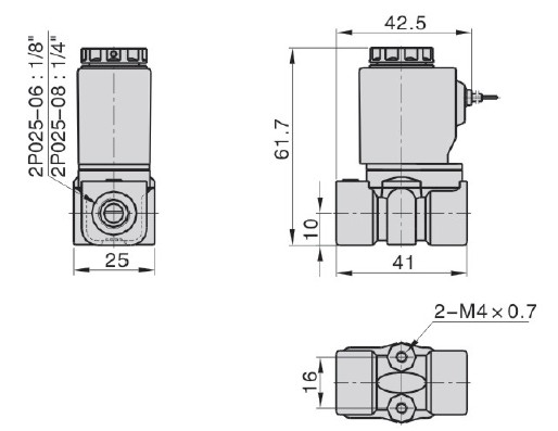 Клапаны соленоида DC 24V 2P025-06 2P-025-08 пластичные миниатюрные пневматические