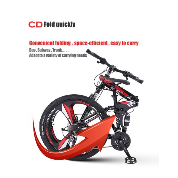 Noir Rouge/Blanc Bleu/Noir Argent/Blanc Vert Vélo de montagne pliable Pleine suspension 24/26/29 pouces Vélo en acier au carbone