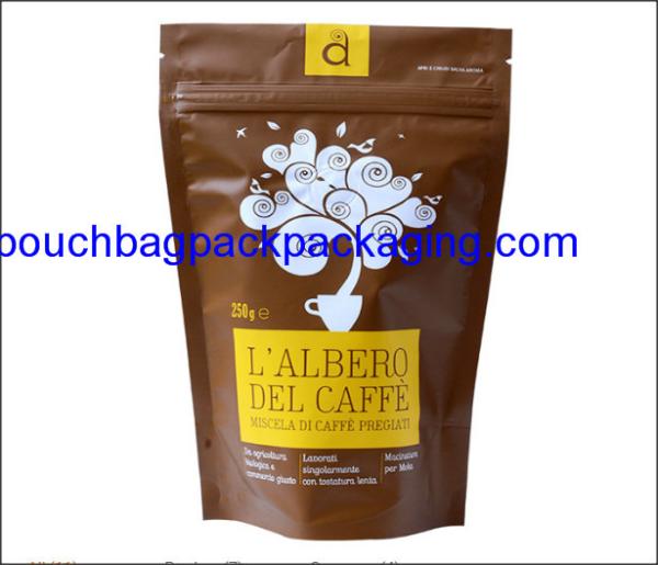 Stand up pouch with zip, doypack with zipper full printing for coffee 250g