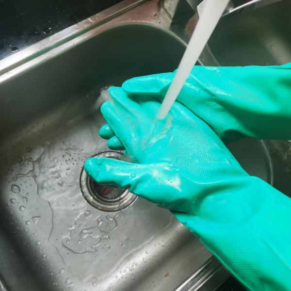 18 Mil Green Nitrile Glove Oil Resistance Flocked Lining Chemical Nitrile Glove