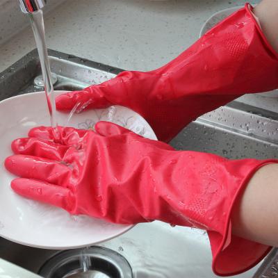 Kitchen Rubber Dip Flocklined Latex Dishwashing Gloves 80g