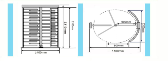 IC Card Reader Full Height revolving turnstile SUS304 For bus Station