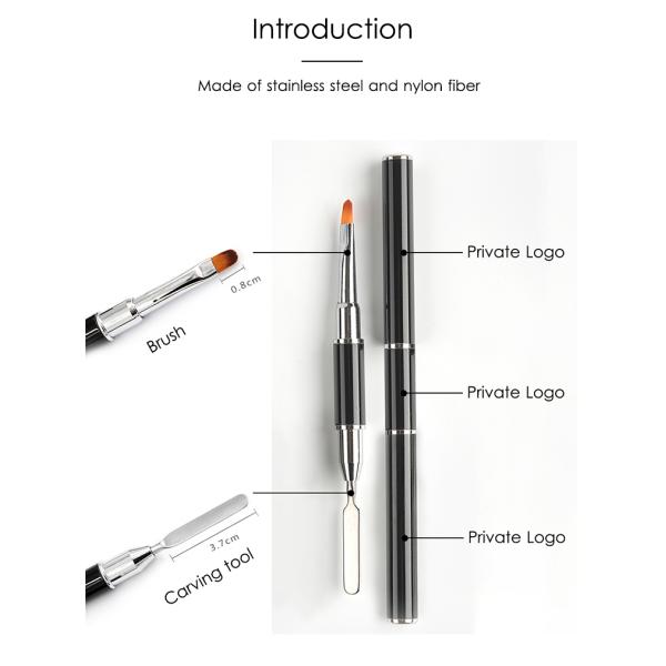 17cm Length Dual Professional Nail Art Gel Brush Set with Pure Color and Kolinsky Hair