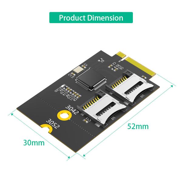 Dual Micro SD Card, TF Card to NGFF M.2 Key B Adapter(Supports USB Bus, not SATA Bus)