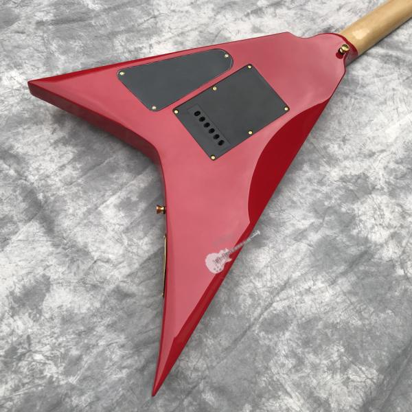 Custom Electric Guitar in Red New Double Shake Printed Bird's Eye Gold Hardware Customizable Logo