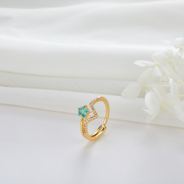 14K Gold Plated Jewelry Dainty CZ Micro Pave Cubic Zirconia Adjustable Ring Women