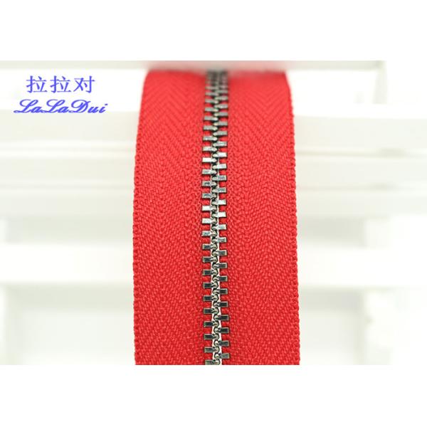 Semi - Lock Slider 9 Inch Jeans Metal Zipper Yg Fastener Red / Blue Tape Customized