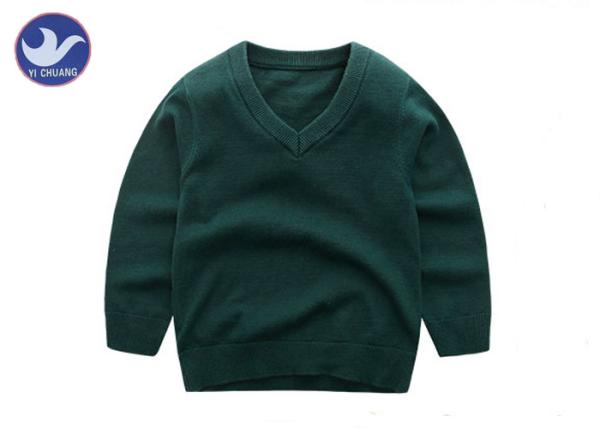 Basic V Neck Boys Knit Pullover Sweater for Student / School Knitwear