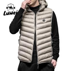 Roupas clássicas para homens sem mangas coletes utilitários com capuz cobertos de algodão aquecido colete à prova d'água colete aquecido