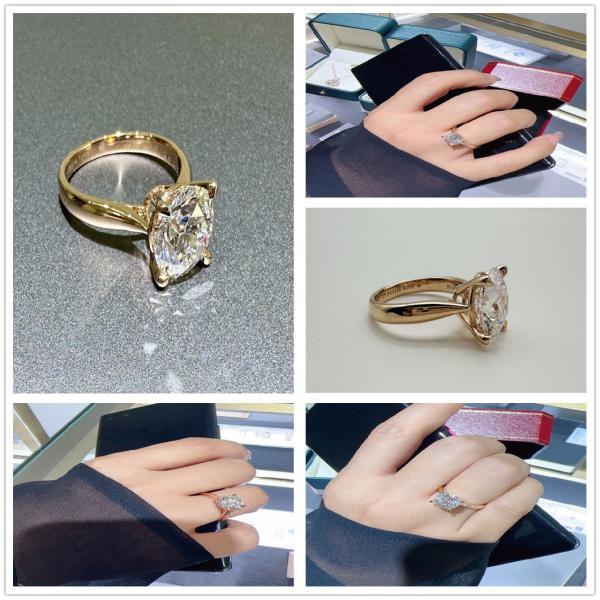 18K Lab Diamonds Ring and Gold Wedding Ring Setting1894 Four Prong Classic Diamond Ring