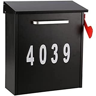 Secure Outdoor Black Townhouse Wall Mount Mailbox with Powder Coating and Lock Option