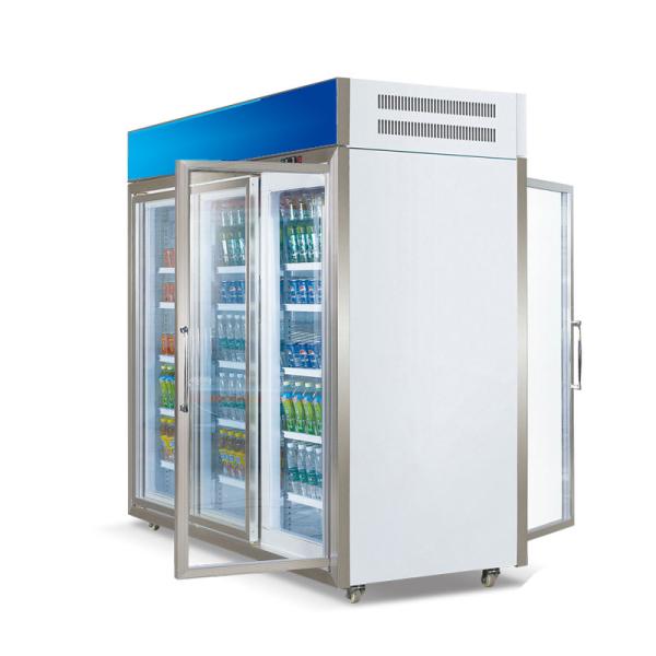Commercial Front And Rear Open Style Air Cooling Cold Drink Refrigerator Glass Door Fridge , Convenience Store Beverage