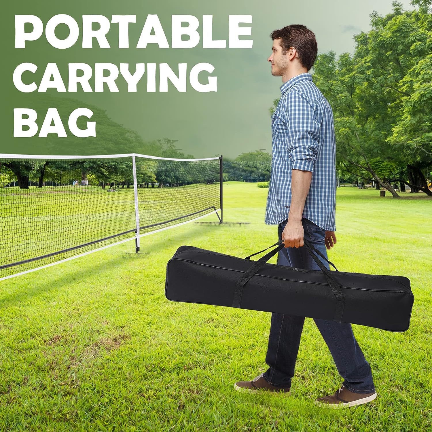 Portable, Detachable Mobile Tennis and Pickleball Training Net Set Includes Carry Bag for Indoor Outdoor