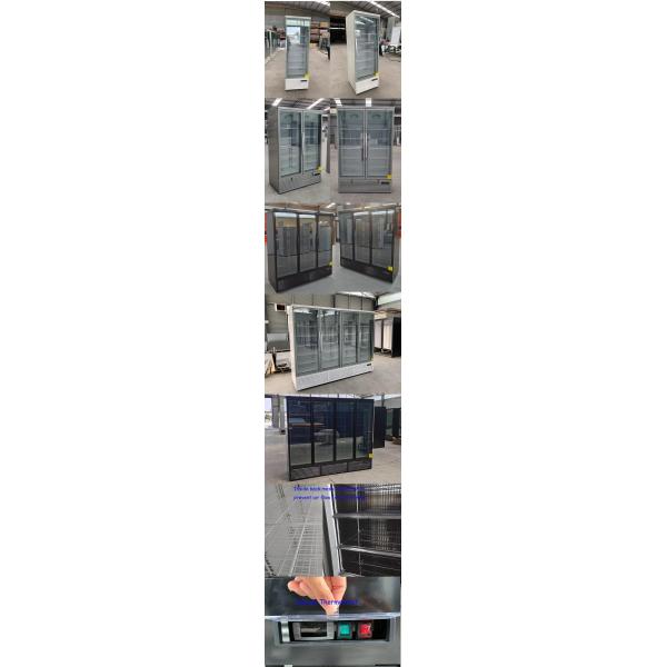 Air Cooling Upright Glass Door Refrigerator R290 Built In Four Door