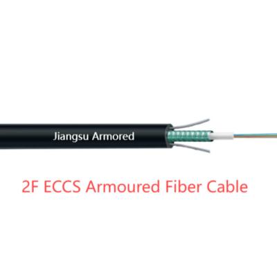 Duplex Armored Outdoor Fiber Optic Cable Waterproof SM G657A1 8mm HDPE Corrugated Steel