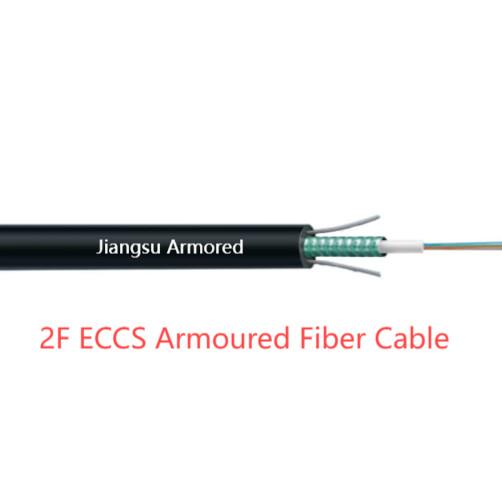Duplex Armored Outdoor Fiber Optic Cable Waterproof SM G657A1 8mm HDPE Corrugated Steel