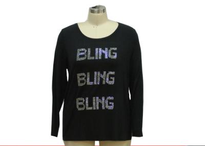 Beautiful Cool Casual Ladies Wear Womens Full Sleeve T Shirts Front With Hot Drilling