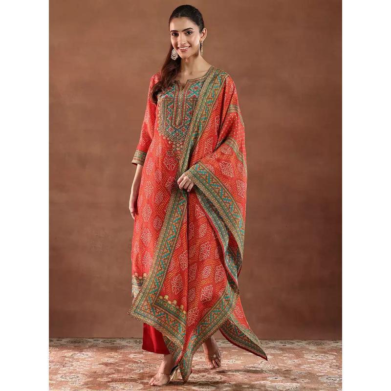 Kurta Suit Three-Piece Set (Silk Blend)