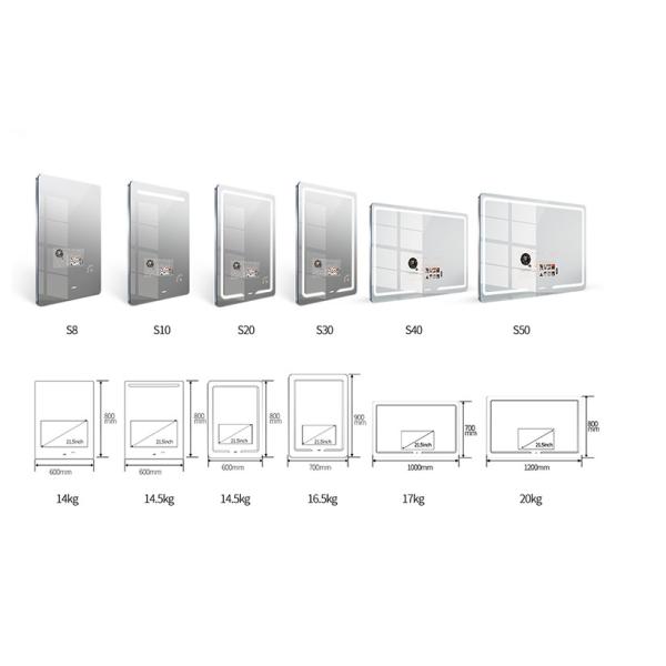 Waterproof Defogging Touchscreen Smart Mirror 21.5inch For Bathroom