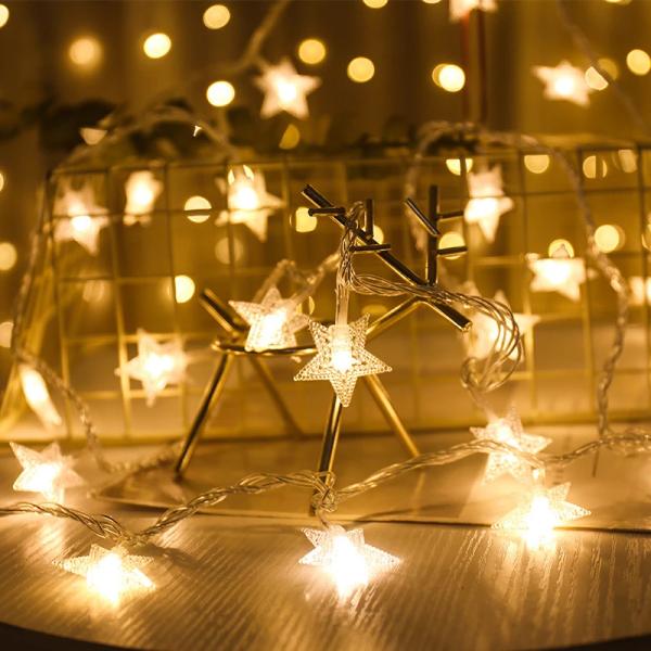 LED Star Fairy Lights Garland Curtain Lamp Remote Control USB String Wedding Decoration Lights Window Christmas Decorations