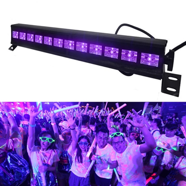36W 12 LED Purple UV Stage Floor Wall UV Blacklight Bar Outdoor Indoor Uplight