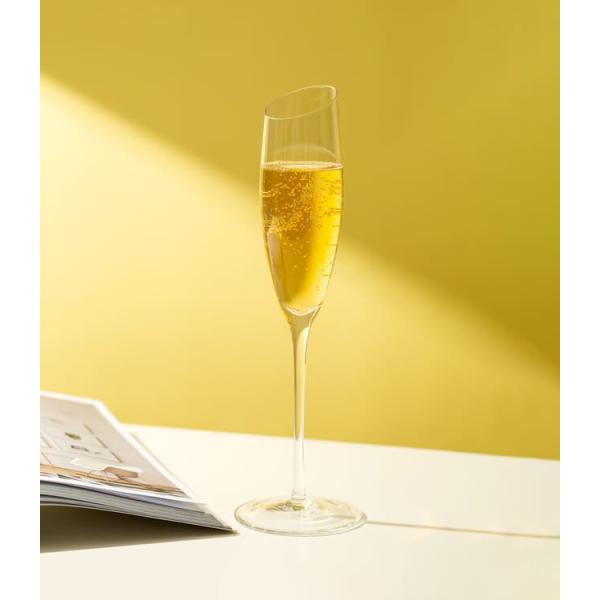 6Oz Crystal Glass Drinking Goblets 173ml Long Stem Angled Champagne Flutes