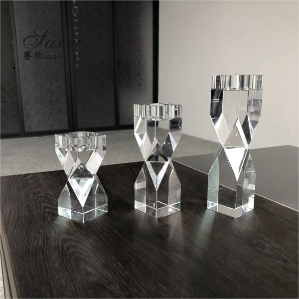 Brilhante corte de casamento Votive Candlestick Holders Tealight Cristal Candelabra Central de Casamento