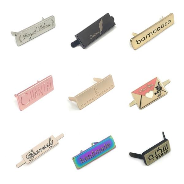 Fadeless Engraved LOGO Handbag Metal Tags Antique Brass Hardness ISO9001