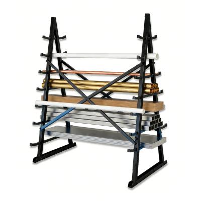 2000LBS X-Shaped Horizontal Storage Rack High Carbon Steel Anti-Rust Coating Plastic End Caps Ground Fix Holes