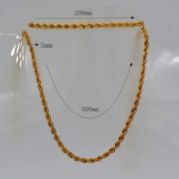 Trendy Men Jewelry Wholesale 18K Real Gold Plated 4.6MM Line shape Necklace Bracelet Afric