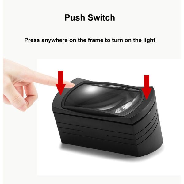 High Quality Factory Direct Wholesale Custom 2.5X Desktop LED Magnifying Glass Push Switch Frame with Light for Reading