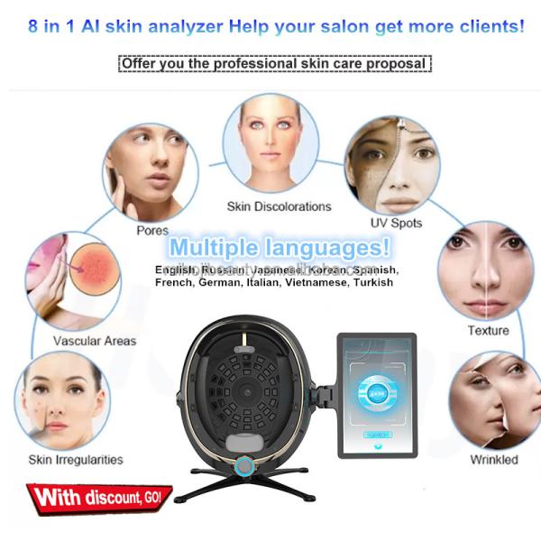 12 Million Pixels Camera Facial Analyzer with Touch Screen ' AI Skin Analysis of Full Face