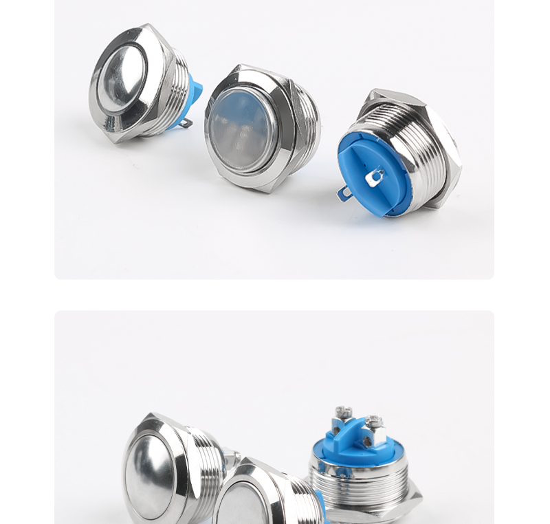 22mm Metal Push Button Switch Screw Foot Welding Foot 2 Pin High Head Flat Head Ball Head Momentary Push Button Switch
