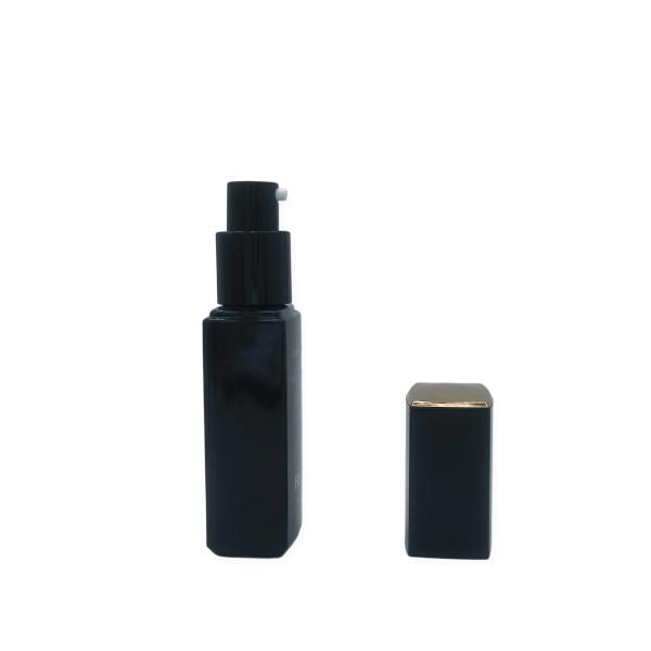 Wholesale Luxury 30ml Square Makeup Primer Serum Pump Bottle for Cosmetics with Custom Logo Printing Cap