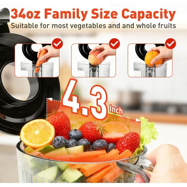 Cold Press Juicer Masticating Juicer Cold Press System Large Chute For Fruit And Vegetable